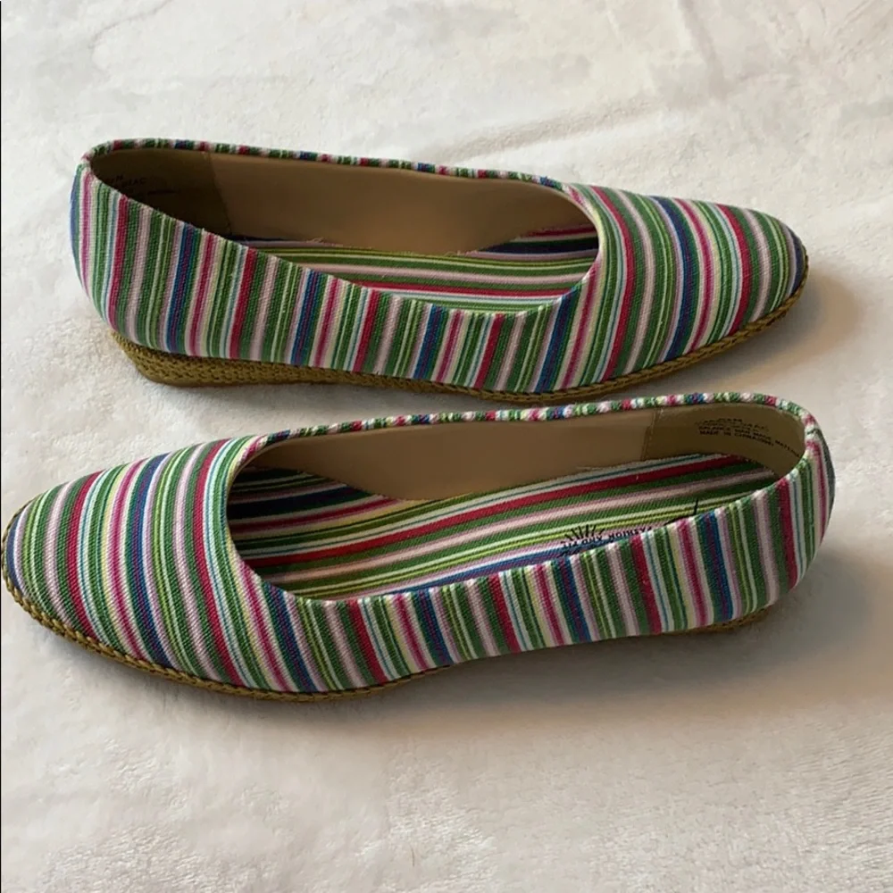 Beacon Multi Colorful Striped Espadrilles Wedges size 8.5 NARROW shoes